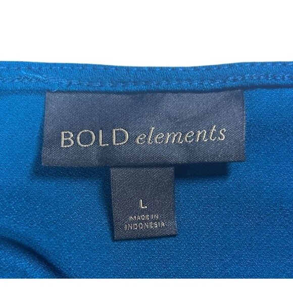 Bold Elements Blouse Women's Blue Ruffle Sleeve Cold Shoulder Size Large NEW - Picture 7 of 10
